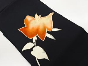 塩瀬金彩手描き抽象花模様名古屋帯